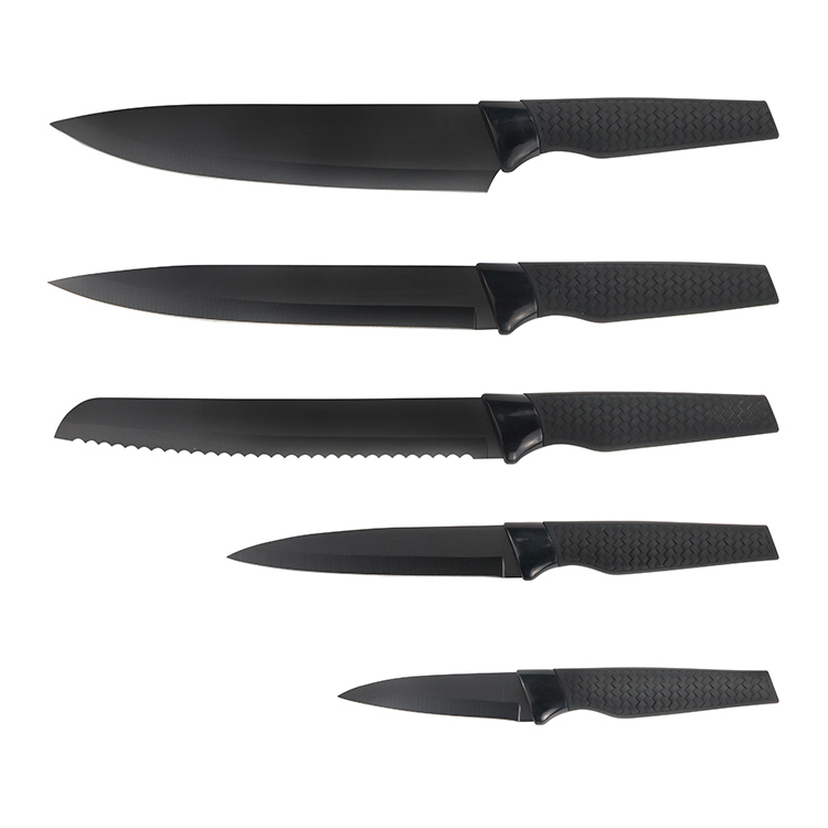 Prémiová 5-ks kuchyňská sada nožů Pp Plastová rukojeť Nepřilnavá nerezová ocel Blade Chef Knife Set 