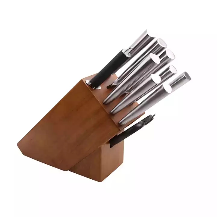 Horký prodej Vysoce kvalitní 10 kusy kuchyňské nože Nerezová ocel Kuchařský nůž Sada se dřevěným nožem Block 